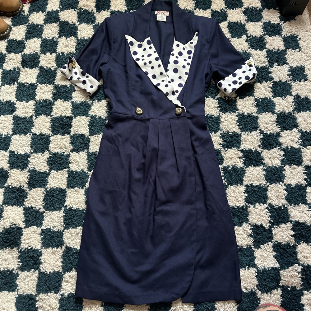 Navy Blue Polka Dot Dress